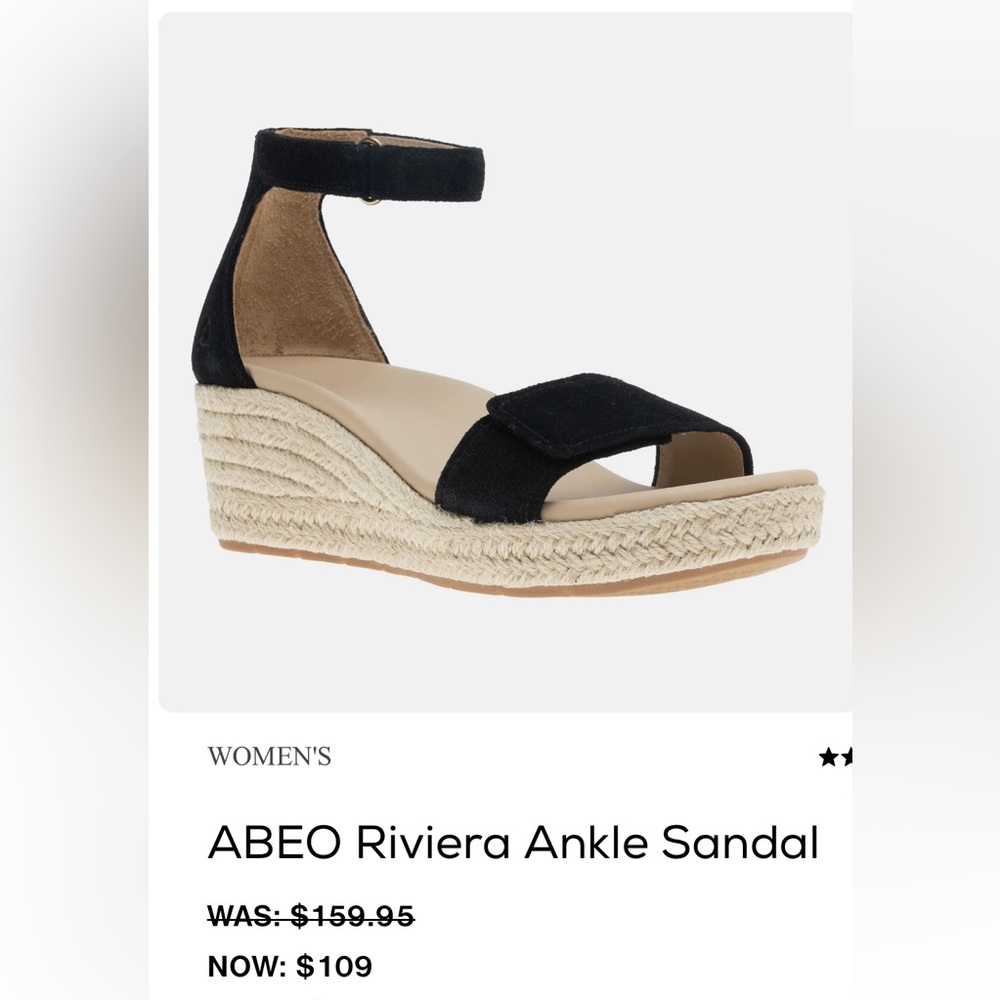 Abeo New Riviera Ankle 9.5 Black Wedge Sandals - Picture 3 of 7